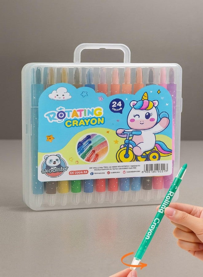Skoolster Rolling Crayon Twistable Color Set With Premium Hard Box, Bright & Playful Colors, Smooth Japanese Technology, Perfect For Kids & Young Artists,Ink Color-Multicolor(Unicorn-24,LightBlue) - Image 1